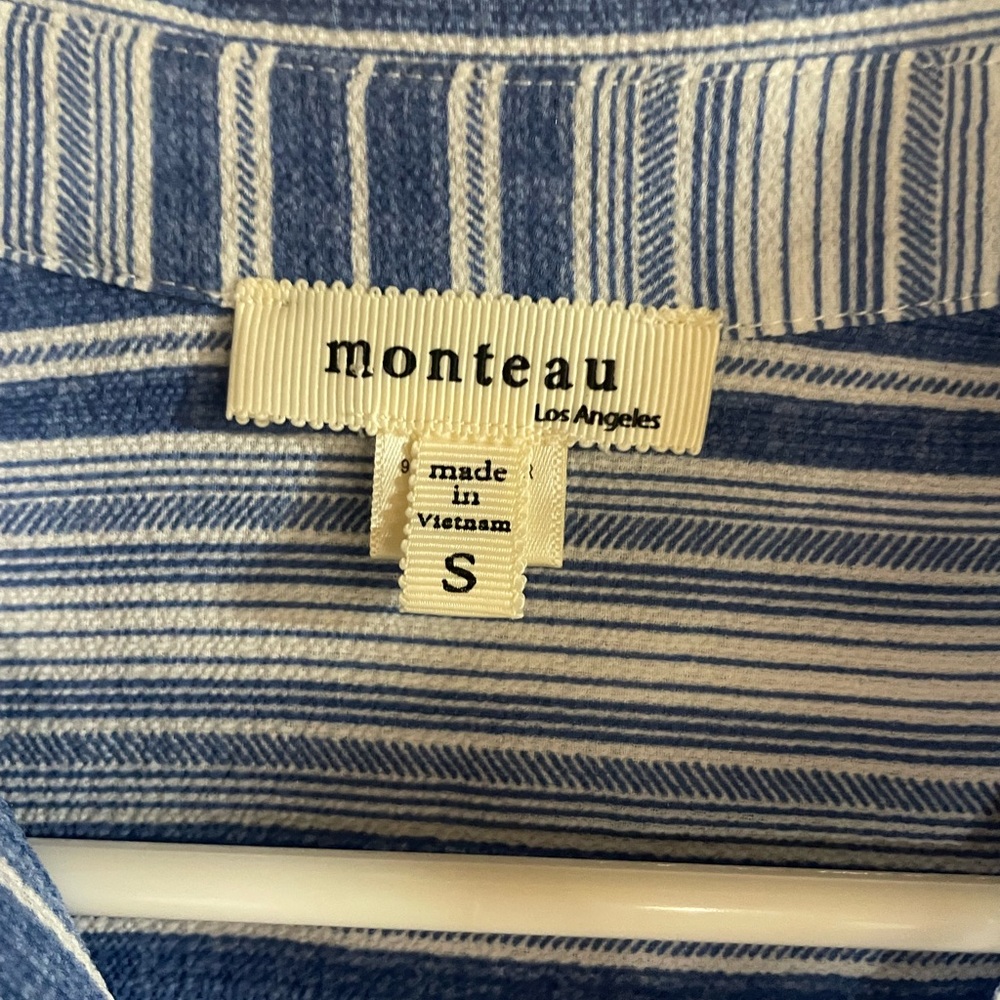 Monteau Blue and White Striped Midi Dress - Picture 2 of 5